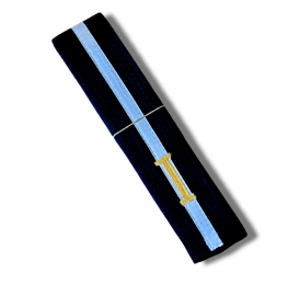 Пояс черный с белой продольной полоской 