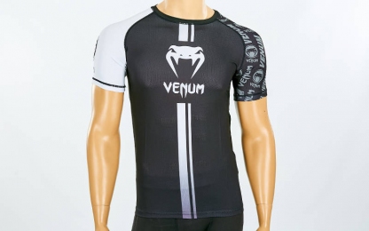 Рашгард с коротким рукавом VENUM LOGOS CO-8131 (PL, эластан, р-р M-XXL (RUS 44-52), черый-белый)